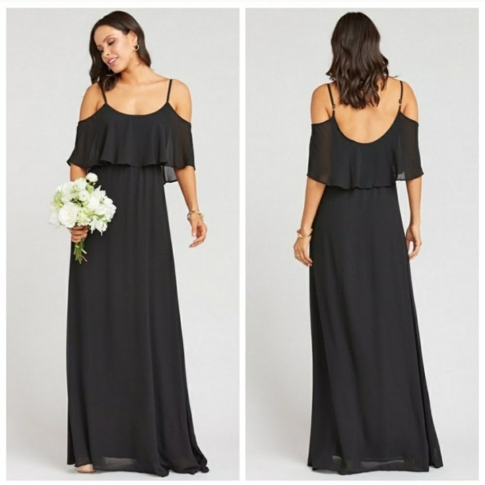 SHOW ME YOUR MUMU Caitlin Ruffle Black Maxi Dress